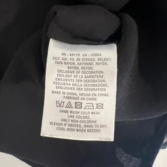 Anthropologie Meadow Rue Black Rayon Blouse Sz S Embellished Eyelet Tie Closure - Picture 7 of 7